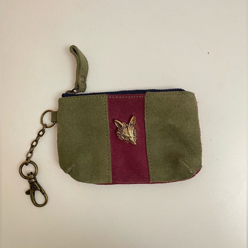 Fox Forestry Coin Pouch by Anthropologie in Brown/Plum/Green